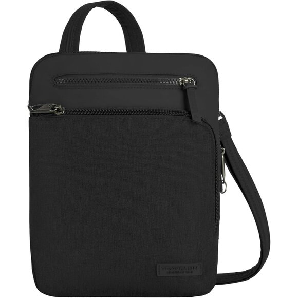 Unisex Black Polyester Anti-Theft Crossbody Bag with RFID Security